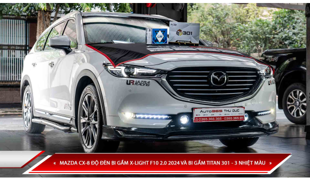 MAZDA CX-8 ĐỘ ĐÈN BI GẦM X-LIGHT F10 2.0 2024 VÀ BI GẦM TITAN 301 - 3 NHIỆT MÀU